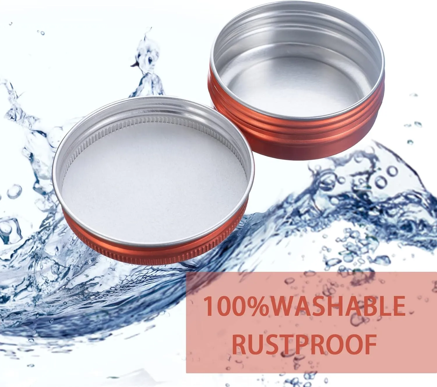 1 oz / 30ml Screw Top Aluminum Tin Jar with Screw Lid and Blank Labels (Orange - Pack of 32)