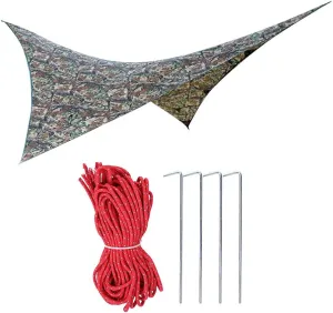 1 Piece Outdoor Portable Rainproof Hammock Tent Tarp Shelter Camouflage Cover 275x275cm Camping Gear for Adventure Enthusiasts (Dead Leaf Camouflage)