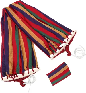 1 Set Weatherproof Canvas Hammock for Outdoor Camping Portable Lightweight Single Person Hammock with Stripes for Relaxation Swinging Nature