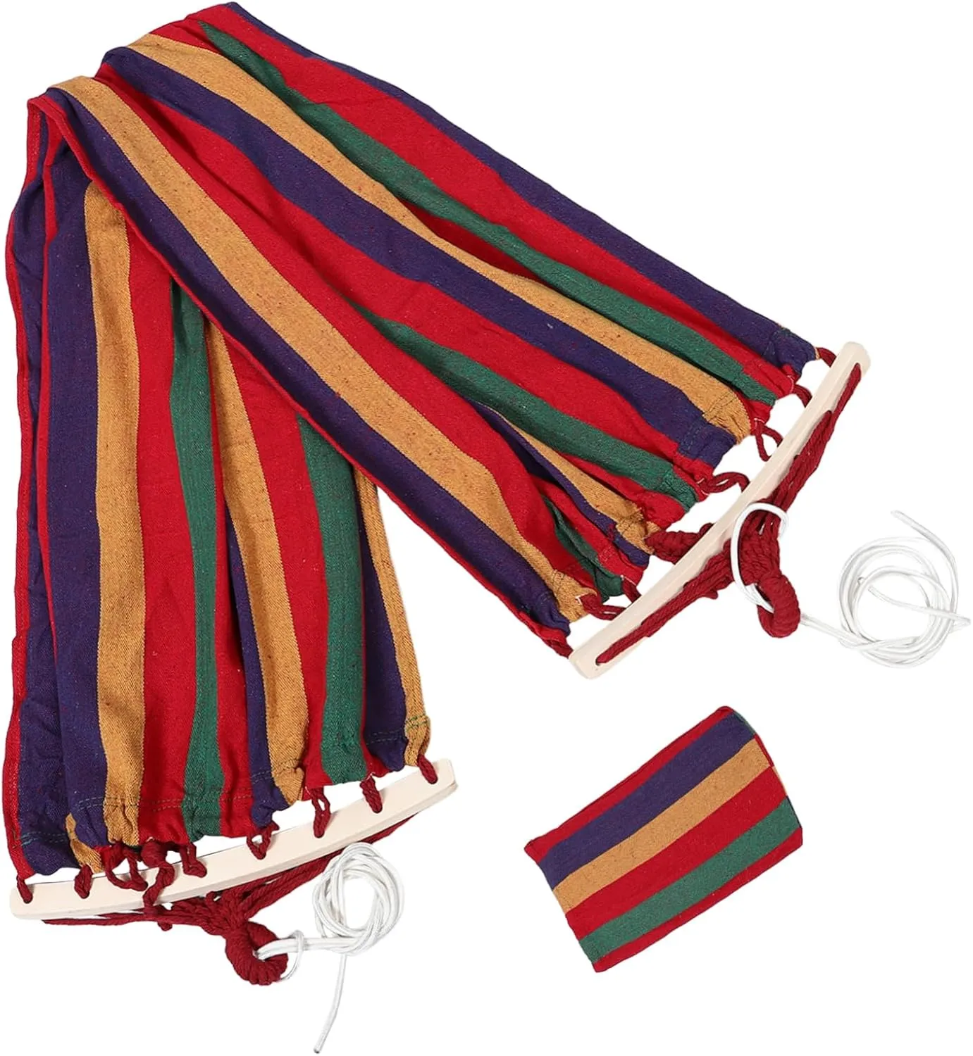 1 Set Weatherproof Canvas Hammock for Outdoor Camping Portable Lightweight Single Person Hammock with Stripes for Relaxation Swinging Nature