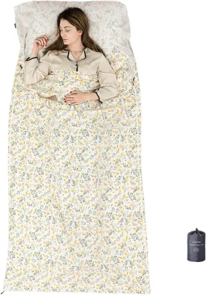 100% Cotton Sleeping Bag Liner with Full Length Zipper on 3 Sides; Single/Double Adult Sleep Sack for Travel & Camping, Multifunctional Travel Sheets (Unzipped 87”x87”) for Hotel, Lightweight