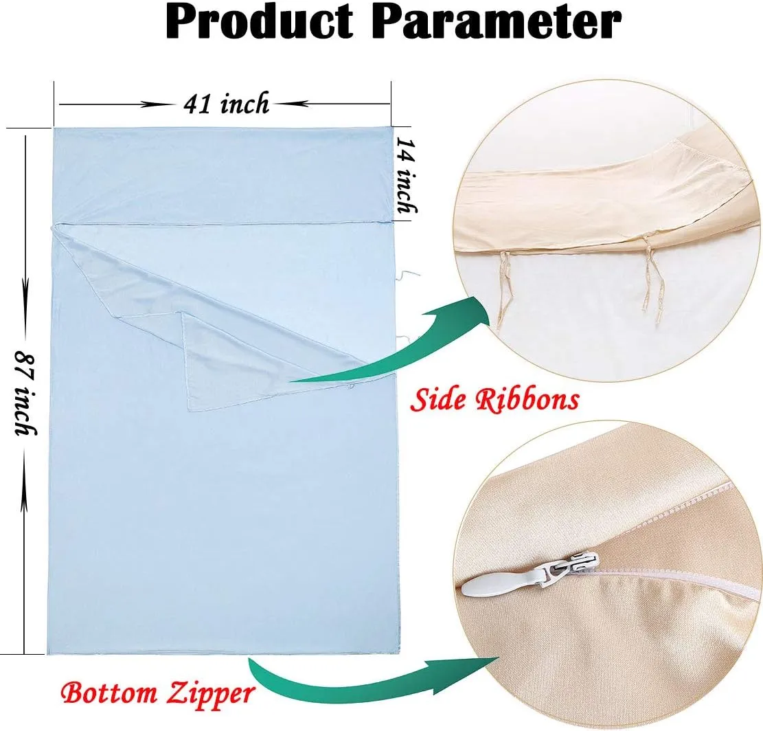 100% Mulberry Silk Sleeping Bag Liner - 19 Momme Silk Single Size Sleep Sack, Lightweight Travel and Camping Sheet for Hotel