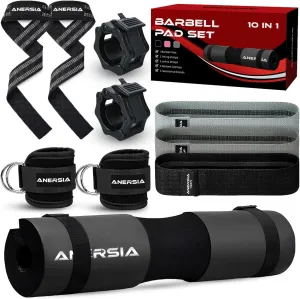 11Pcs Gym Squat Pad Set: Barbell Pad Cushion for Hip Thrust, Ankle Strap for Cable Machine, Weight Lifting Straps, Resistance Bands, Barbell Clip Auto Versatile Workout Kit for Women and Men