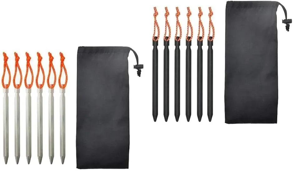 12 Pack Heavy Duty Aluminum Tent Stakes Y-Beam Tent Pegs with Reflective Pull Rope for Camping and Backpacking