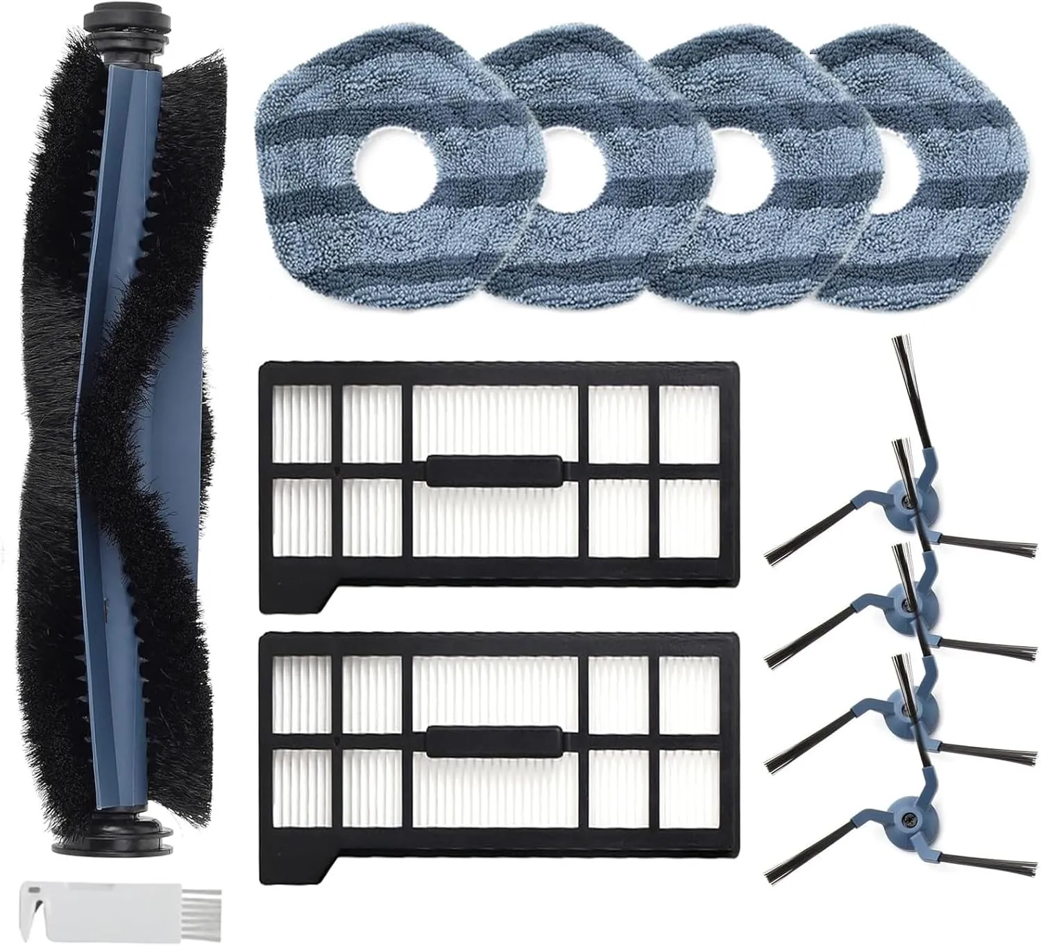 12 Pcs X10 Pro Omni Replacement parts kit Compatible with eufy X10 Pro Omni Vacuum Robot,1 Main Brush  2 Filters 4 Side Brushes  4 Mops 1 Cleaning Brush