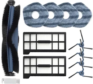 12 Pcs X10 Pro Omni Replacement parts kit Compatible with eufy X10 Pro Omni Vacuum Robot,1 Main Brush  2 Filters 4 Side Brushes  4 Mops 1 Cleaning Brush