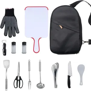 12-Piece Camping Cookware Set, Portable Kitchen Utensils with Carry Case, Compact Size
