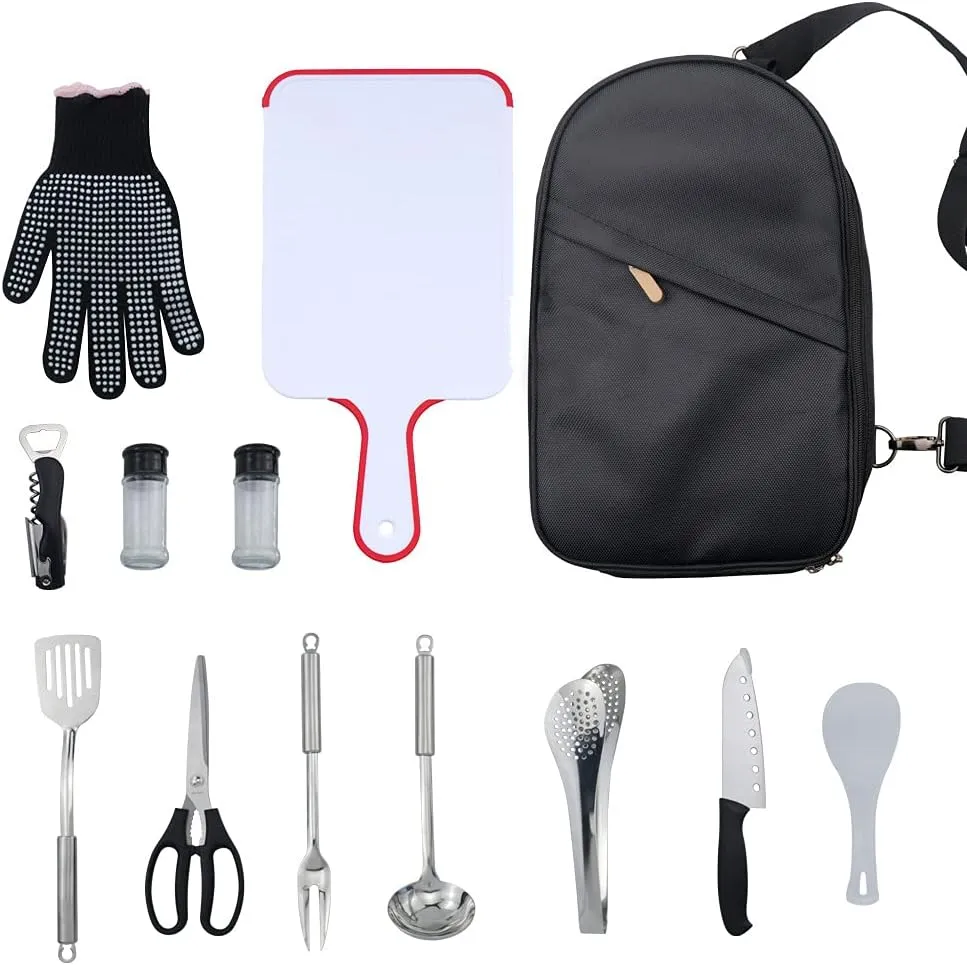 12-Piece Camping Cookware Set, Portable Kitchen Utensils with Carry Case, Compact Size