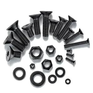 1310 Pcs M2 M3 M4 M5 M6 Hex Flat Head Cap Metric Machine Screw Assortment - Black 10.9 Grade Alloy Steel Assorted Screws Nuts and Bolts for Home Fixation&Repairs Include Flat & Lock Washers