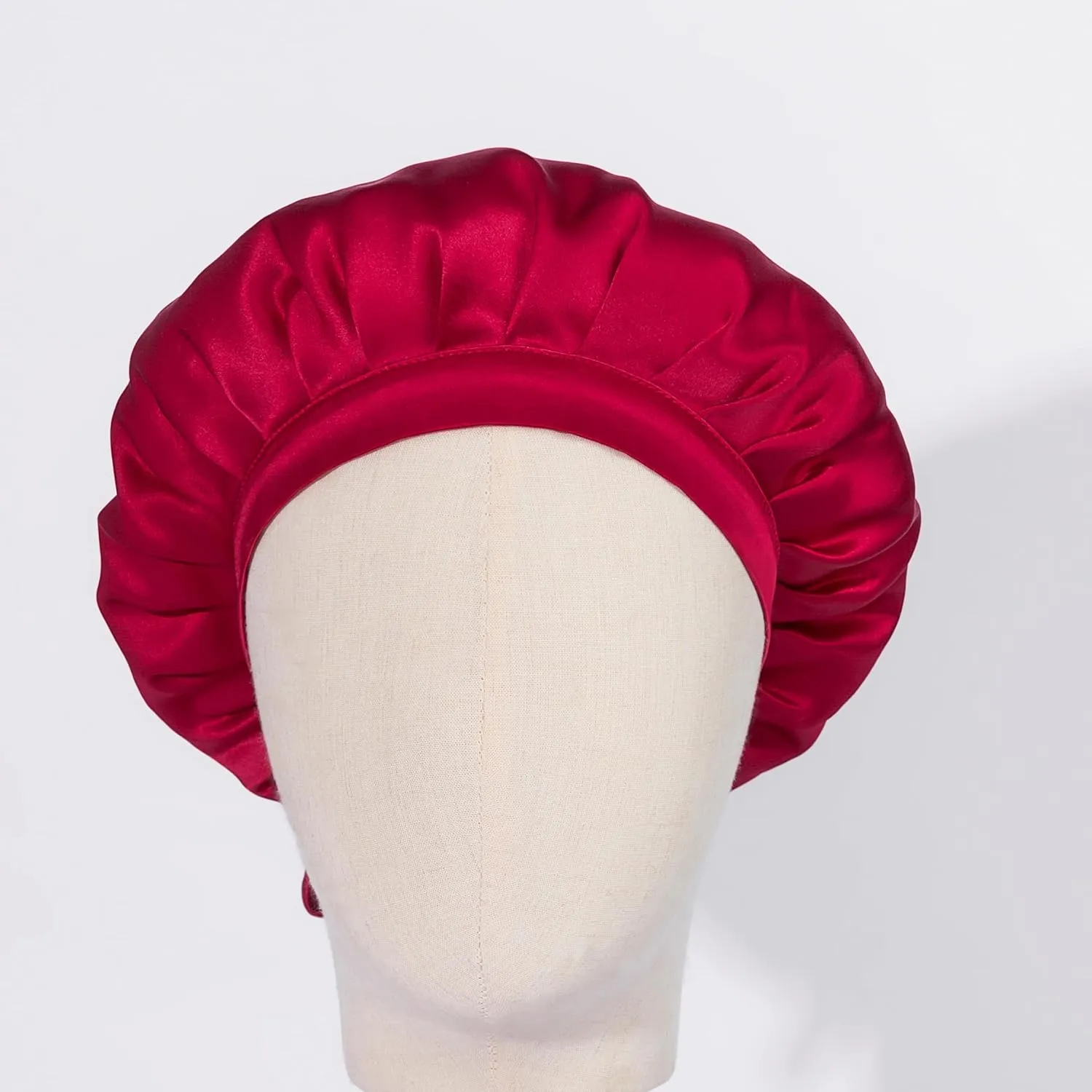 19 Momme 100% Silk Hair Bonnet Sleeping Curly for Women Hair Care with Adjustable Ribbons