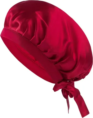 19 Momme 100% Silk Hair Bonnet Sleeping Curly for Women Hair Care with Adjustable Ribbons