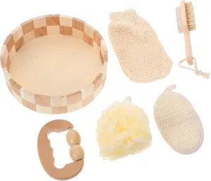 1set Exfoliating Bath Shower Set Body Cleaning Tool Kit Dual-Sided Mitt for Skin Scrubbing and Soothing Massage for Use