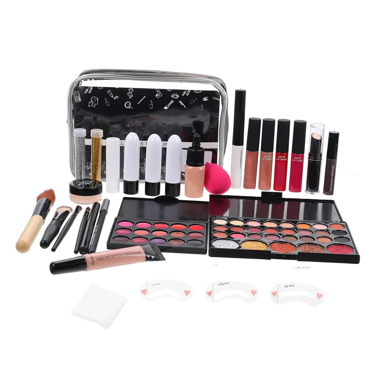 1Set Makeup Kit for Women Comprehensive Cosmetic with Eyeshadow Palette Lipstick Brushes and More present for Christmas Birthdays and Special