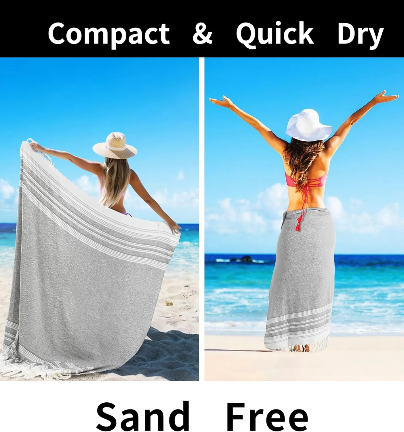 2 Pack Boho Extra Large Turkish Beach Towels Throw Blankets Bedroom Decoration Living Room Accessories Summer Vacation Essentials Cruise Pool Gear Swim Necessities Oversized Thin Sandrpoof Compact