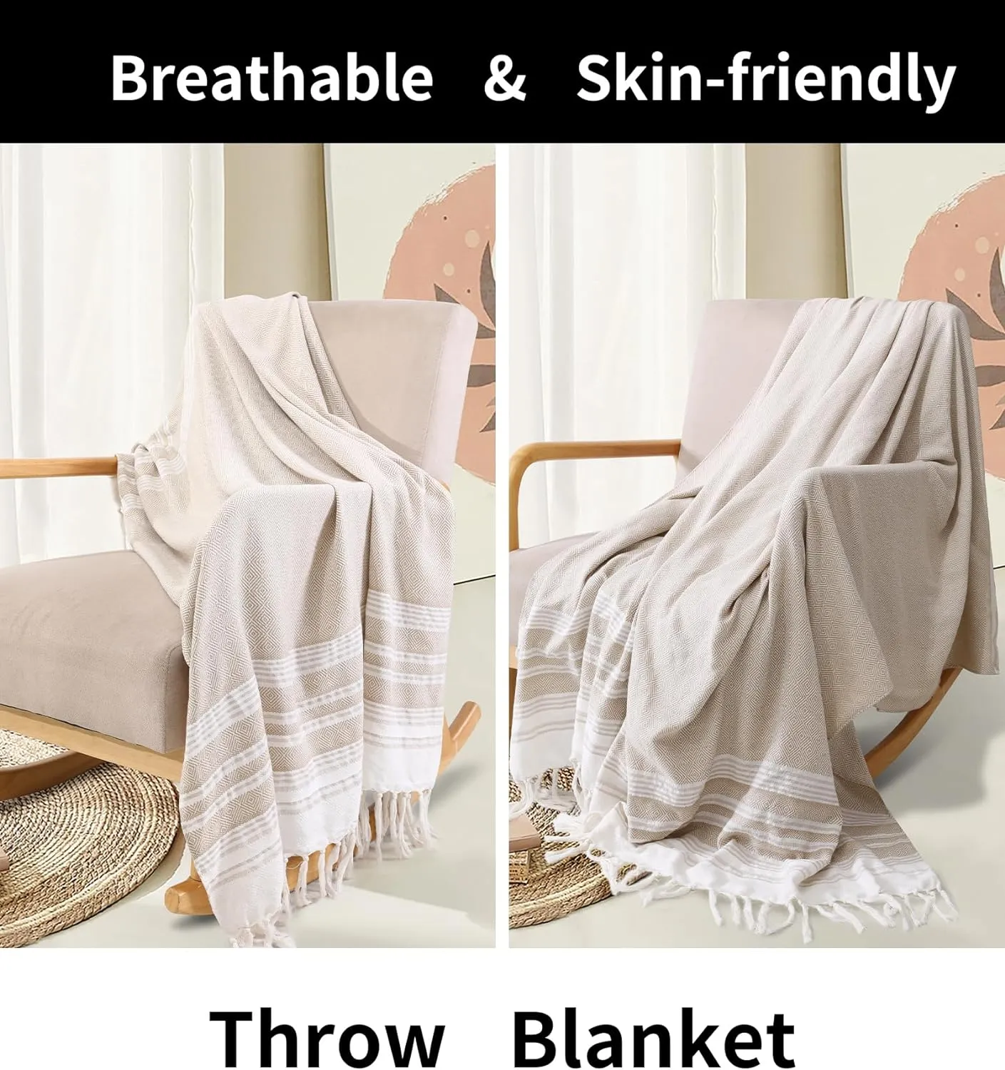 2 Pack Boho Extra Large Turkish Beach Towels Throw Blankets Bedroom Decoration Living Room Accessories Summer Vacation Essentials Cruise Pool Gear Swim Necessities Oversized Thin Sandrpoof Compact