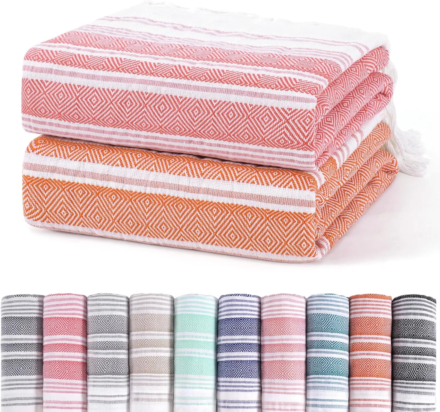 2 Pack Boho Extra Large Turkish Beach Towels Throw Blankets Bedroom Decoration Living Room Accessories Summer Vacation Essentials Cruise Pool Gear Swim Necessities Oversized Thin Sandrpoof Compact