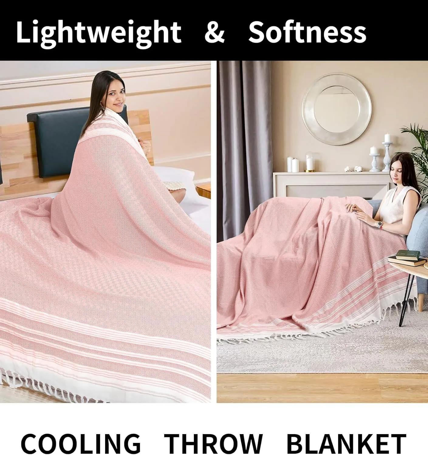 2 Pack Boho Extra Large Turkish Beach Towels Throw Blankets Bedroom Decoration Living Room Accessories Summer Vacation Essentials Cruise Pool Gear Swim Necessities Oversized Thin Sandrpoof Compact