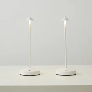2 PACK Cordless Lamps,Battery Rechargeable Table Lamp,Portable Lamps,2 Level Brightness Dimmable Night Light,Minimalist Design,Cordless Table Lamps for Living Room/Restaurant/Couple Dinne(White)