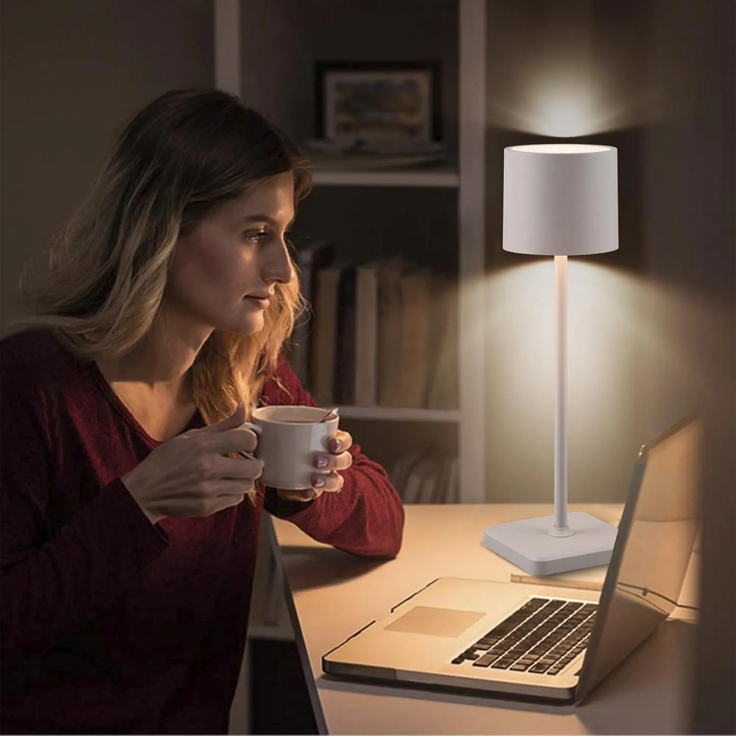 2 Pack Cordless Table Lamp Rechargeable, Wireless Charging LED Table Lamp, IP54 Waterproof Aluminum Bedside Light, Touch Control, Suitable for Indoor and Outdoor Use, Gray