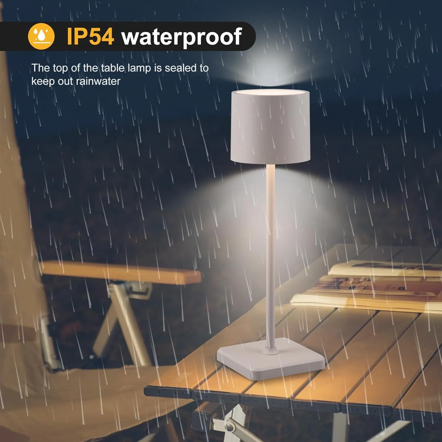 2 Pack Cordless Table Lamp Rechargeable, Wireless Charging LED Table Lamp, IP54 Waterproof Aluminum Bedside Light, Touch Control, Suitable for Indoor and Outdoor Use, Gray