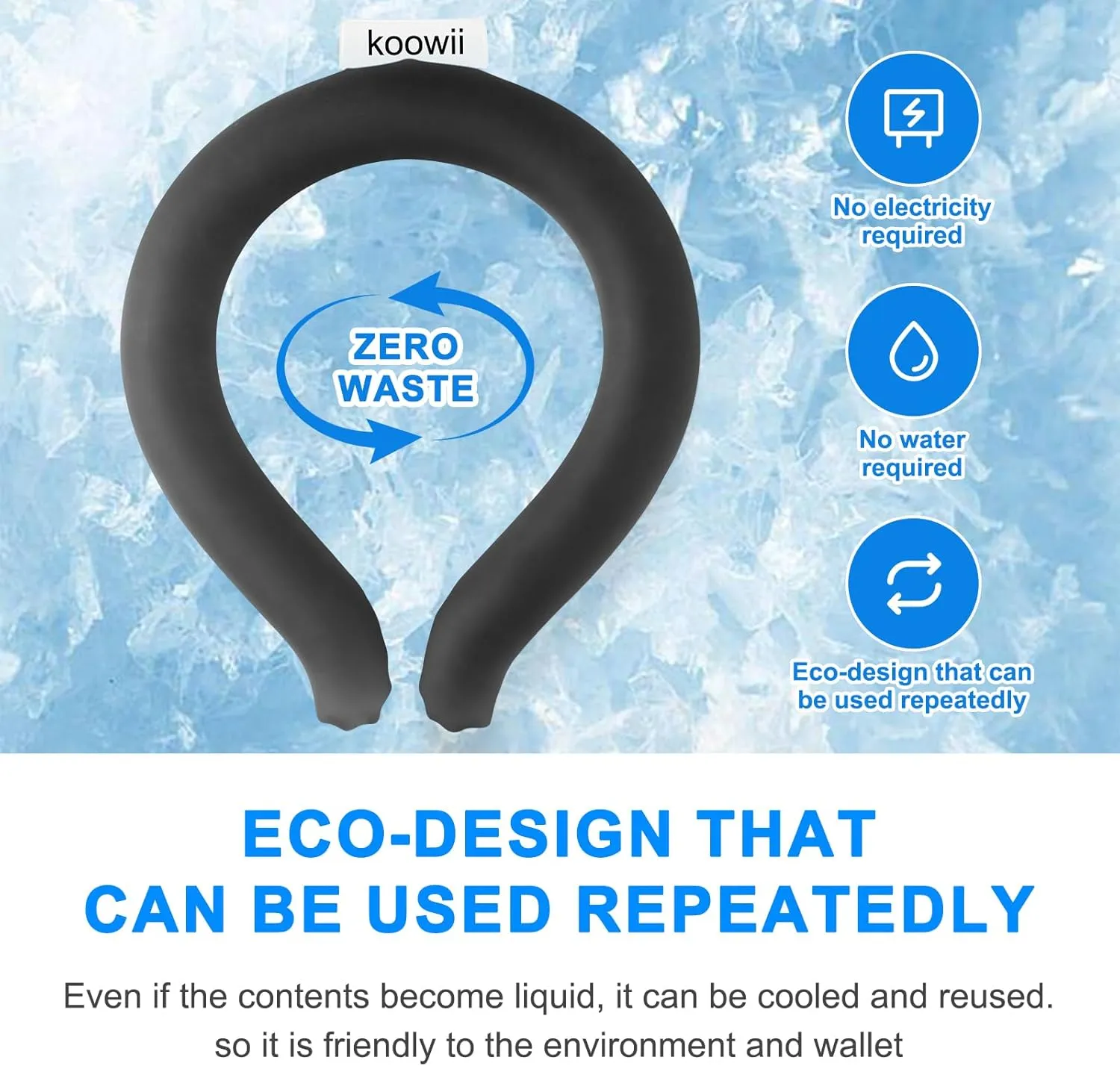 2-Pack Reusable Neck Cooling Tubes with Insulated Bag – Instant Ice Cooling Rings for Heat Relief, Outdoor Sports, and Summer Activities Size M (Black, Set of 2)