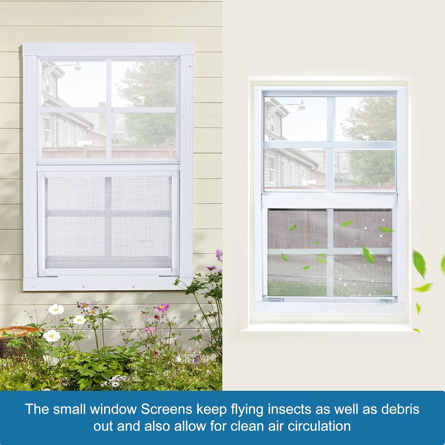 2 Pack Shed Window 14"X21" White Flush Mount Household Windows with Tempered Glass and Fiberglass Screen for Shed Chicken Coop Playhouse and Garage
