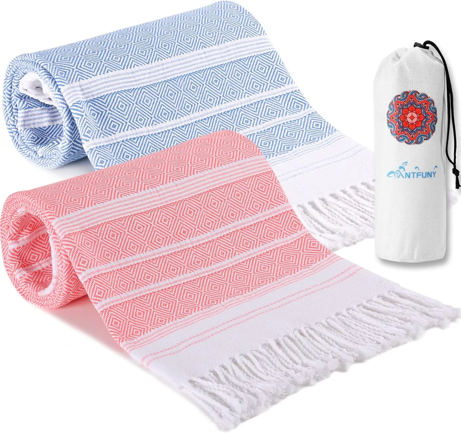 2 Packs Turkish Beach Towels Quick Dry Sand Free Soft Absorbent Extra Large Xl Big Blanket Adult Oversized Bath Towel Lightweight Thin Sandless Fast Drying Compact No Sand Packable Vacation Essentials