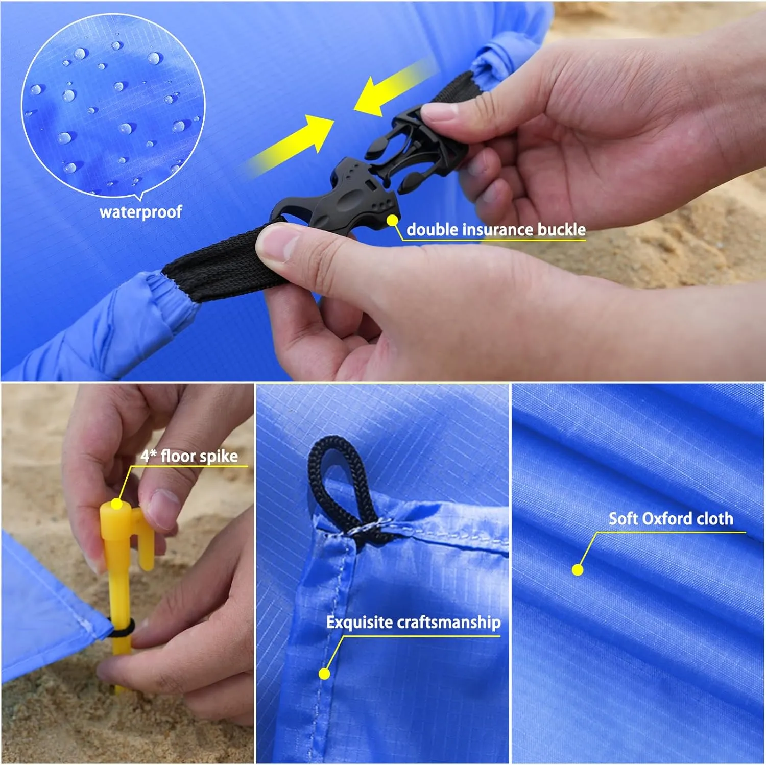 2 pcs Inflatable Beach Chair and Beach Blanket Backrest Lounger with Carrying Bag - Lightweight and Simple Design for Camping and beach, Comfortable and Relaxing Beach Chair (black and navy blue)