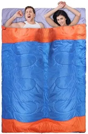 2 People Sleeping Bag for Adult Kids Lightweight Water Resistant Camping Cotton Liner Cold Warm Weather Indoor Outdoor Use 3 Season with Sack for Spri