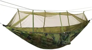 2 Person Camping Hammock with Mosquito Net - Portable Nylon Parachute Hammock with Tree Straps for Backpacking Travel and Outdoor Use