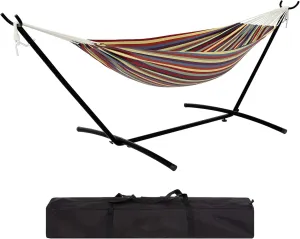 2-Person Hammock with Heavy-Duty Steel Stand,Portable,Easy Assembly, Up to 660lbs with Travel Bag for Camping Outdoor/Indoor Patio Backyard