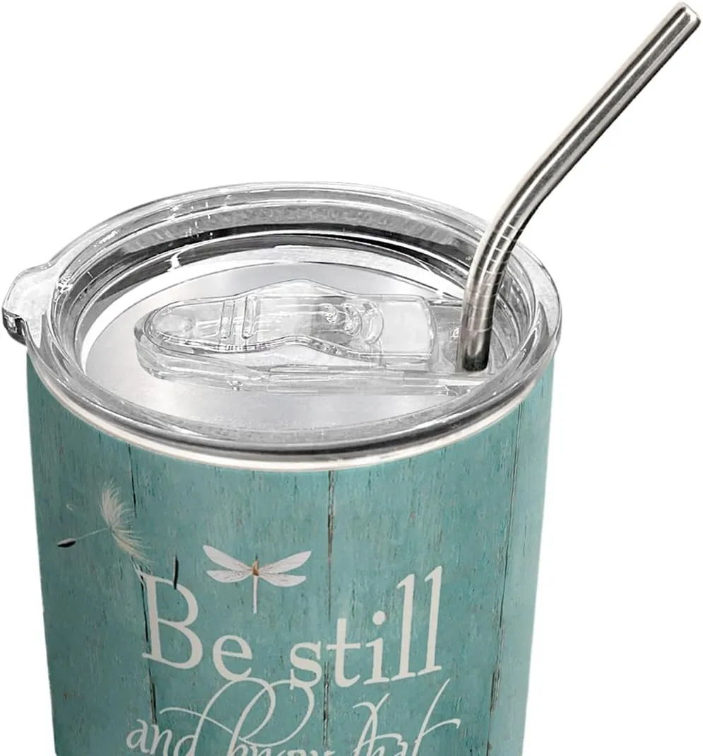 20oz Faith Dandelion Dragonfly Tumbler Cup, Insulated Travel Cup with Lid, Coffee Thermos for Women, Gifts for Women, Birthday Gifts for Mom, Daughter, Sister, Friends, Girlfriends, Coworker