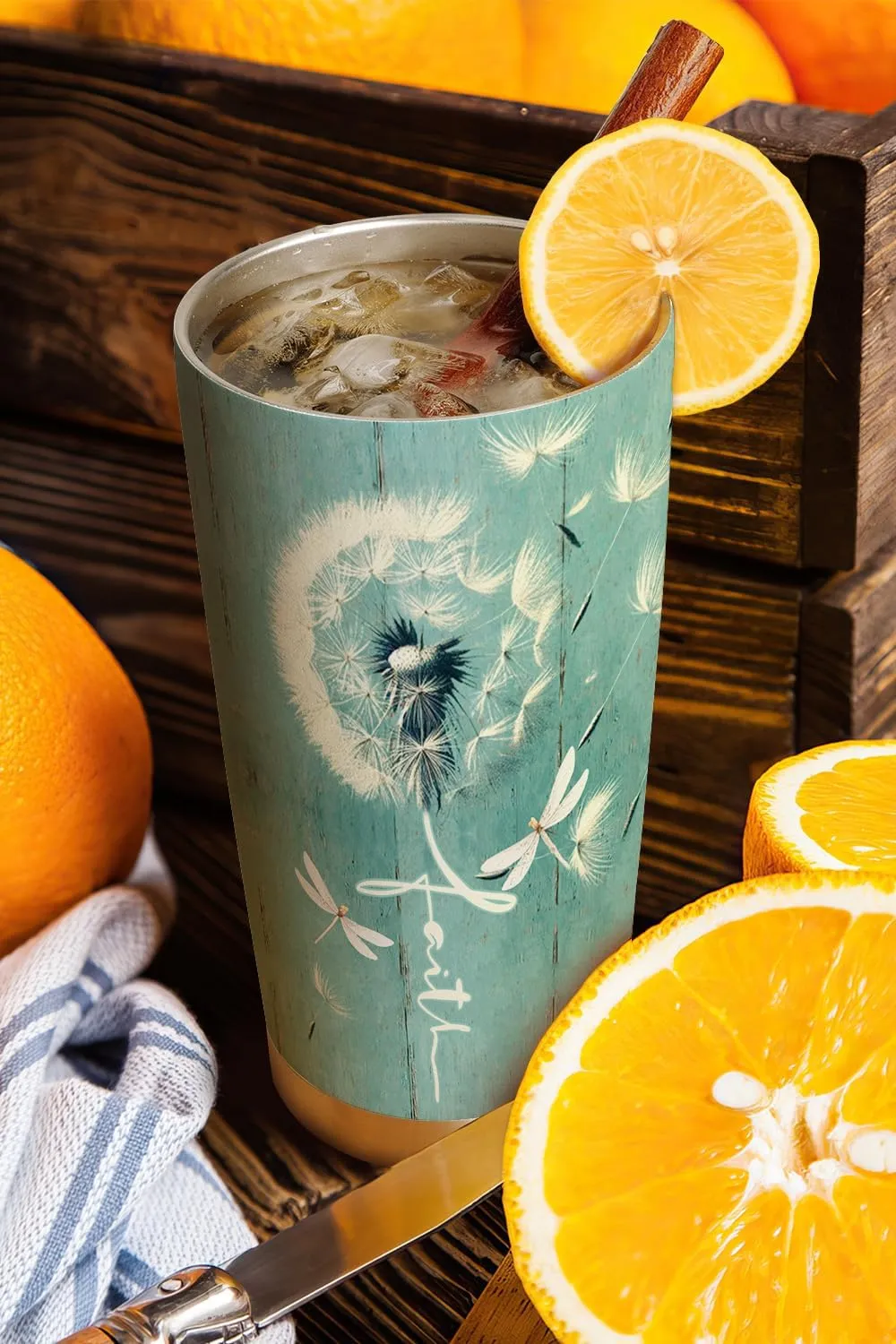 20oz Faith Dandelion Dragonfly Tumbler Cup, Insulated Travel Cup with Lid, Coffee Thermos for Women, Gifts for Women, Birthday Gifts for Mom, Daughter, Sister, Friends, Girlfriends, Coworker