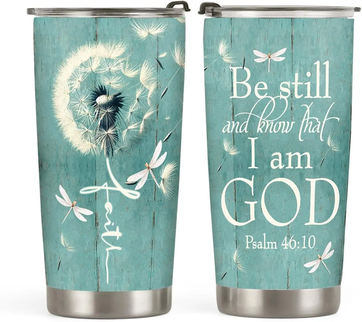 20oz Faith Dandelion Dragonfly Tumbler Cup, Insulated Travel Cup with Lid, Coffee Thermos for Women, Gifts for Women, Birthday Gifts for Mom, Daughter, Sister, Friends, Girlfriends, Coworker