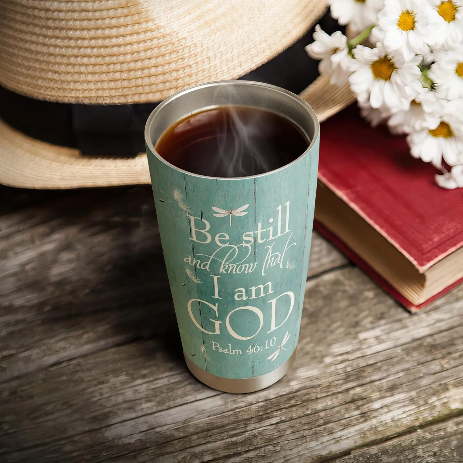 20oz Faith Dandelion Dragonfly Tumbler Cup, Insulated Travel Cup with Lid, Coffee Thermos for Women, Gifts for Women, Birthday Gifts for Mom, Daughter, Sister, Friends, Girlfriends, Coworker