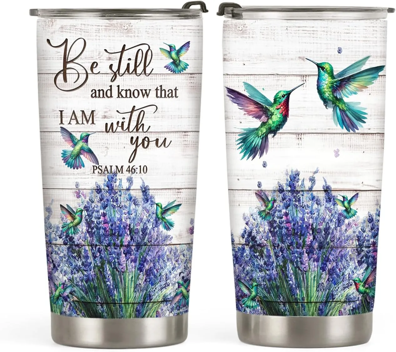 20oz Faith Hummingbird Tumbler, Be Still and Know that I am with You, Religious, Christian Gifts, Coffee Thermos for Women, Stainless Steel Double Wall Vacuum Insulated Coffee Mug, Travel Cup with Lid