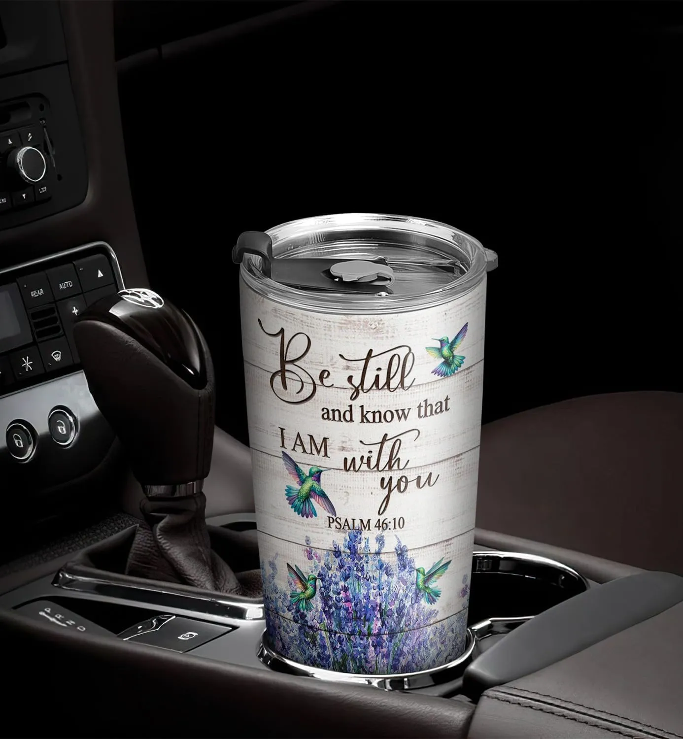 20oz Faith Hummingbird Tumbler, Be Still and Know that I am with You, Religious, Christian Gifts, Coffee Thermos for Women, Stainless Steel Double Wall Vacuum Insulated Coffee Mug, Travel Cup with Lid
