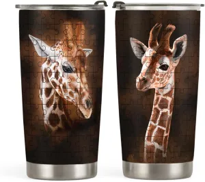20oz Giraffe Tumbler, Gifts for Giraffe Lovers, Coffee Thermos for Women, Men, Stainless Steel Double Wall Vacuum Insulated Coffee Mug, Travel Cup with Lid