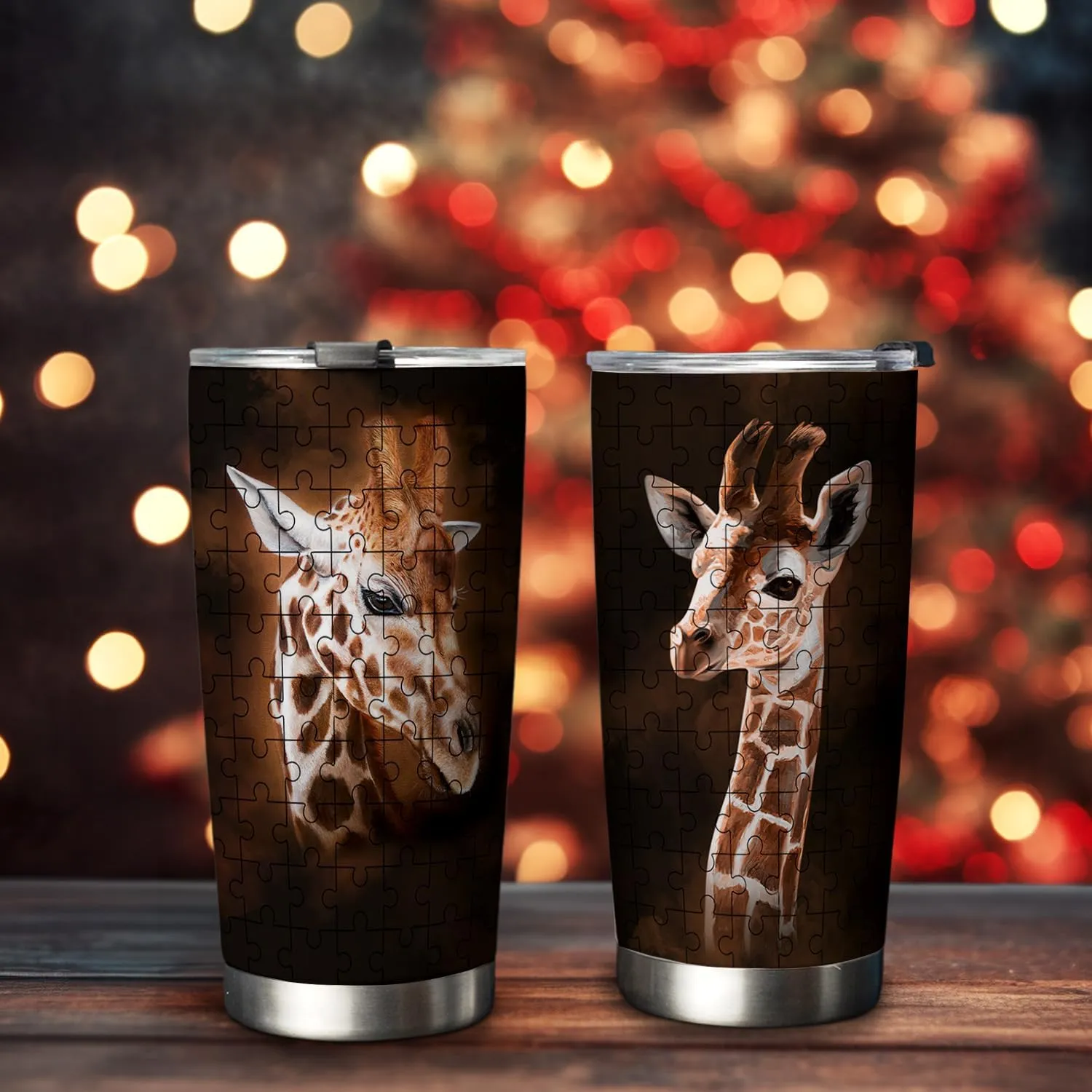 20oz Giraffe Tumbler, Gifts for Giraffe Lovers, Coffee Thermos for Women, Men, Stainless Steel Double Wall Vacuum Insulated Coffee Mug, Travel Cup with Lid