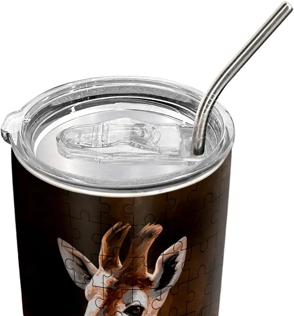 20oz Giraffe Tumbler, Gifts for Giraffe Lovers, Coffee Thermos for Women, Men, Stainless Steel Double Wall Vacuum Insulated Coffee Mug, Travel Cup with Lid
