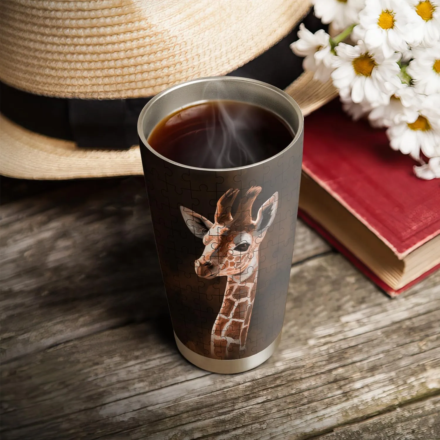 20oz Giraffe Tumbler, Gifts for Giraffe Lovers, Coffee Thermos for Women, Men, Stainless Steel Double Wall Vacuum Insulated Coffee Mug, Travel Cup with Lid