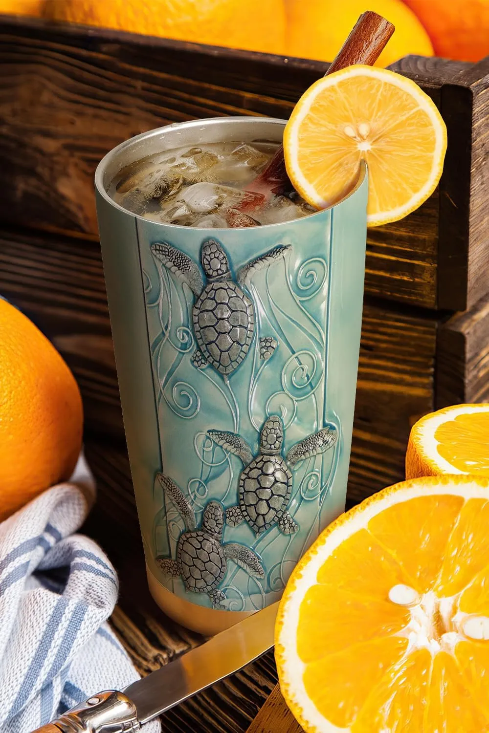20oz Printed Ceramic Sea Turtle Tumbler, Beach, Ocean Gifts for Turtle Lovers, Coffee Thermos for Women, Men, Stainless Steel Double Wall Vacuum Insulated Coffee Mug, Travel Cup with Lid