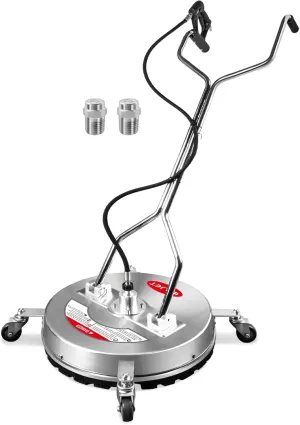 20" Pressure Washer Surface Cleaner with 4 Wheels&Dual Handles, 4500PSI Stainless Steel Surface Cleaner Attachment for Pressure Washer for Concrete Driveway Sidewalk Deck Patio, Commercial Grade