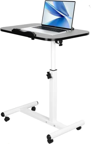 23.6 Inch Mobile Standing Desk, Height Adjustable Rolling Laptop Table, Tiltable Overbed Bedside Table, Portable Computer Cart with Wheels, Foldable for Home Office (Black)