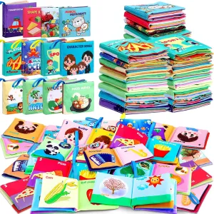 24 Pcs Baby Bath Books, Nontoxic Fabric Soft Crinkly Cloth Books, 0-6-12 Months Infants Toddlers Touch, Early Education Toys Birthday Gifts, Learning for Toddlers, Infants, and Kids