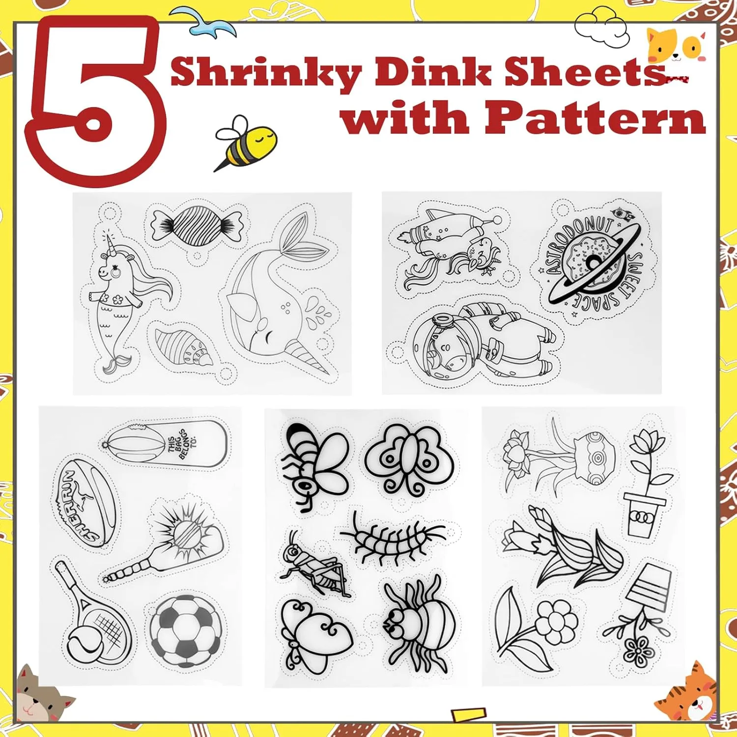 240PCS Shrinky Dink Sheets Kit, Shrink Plastic Shrinky Dink Keychain Kit with 25PCS Shrinky Dink Paper Accessory, Shrinky Art Shrink Plastic Sheets Shrink Film Sheets Kit for DIY/Ring/Crafts/Keychain
