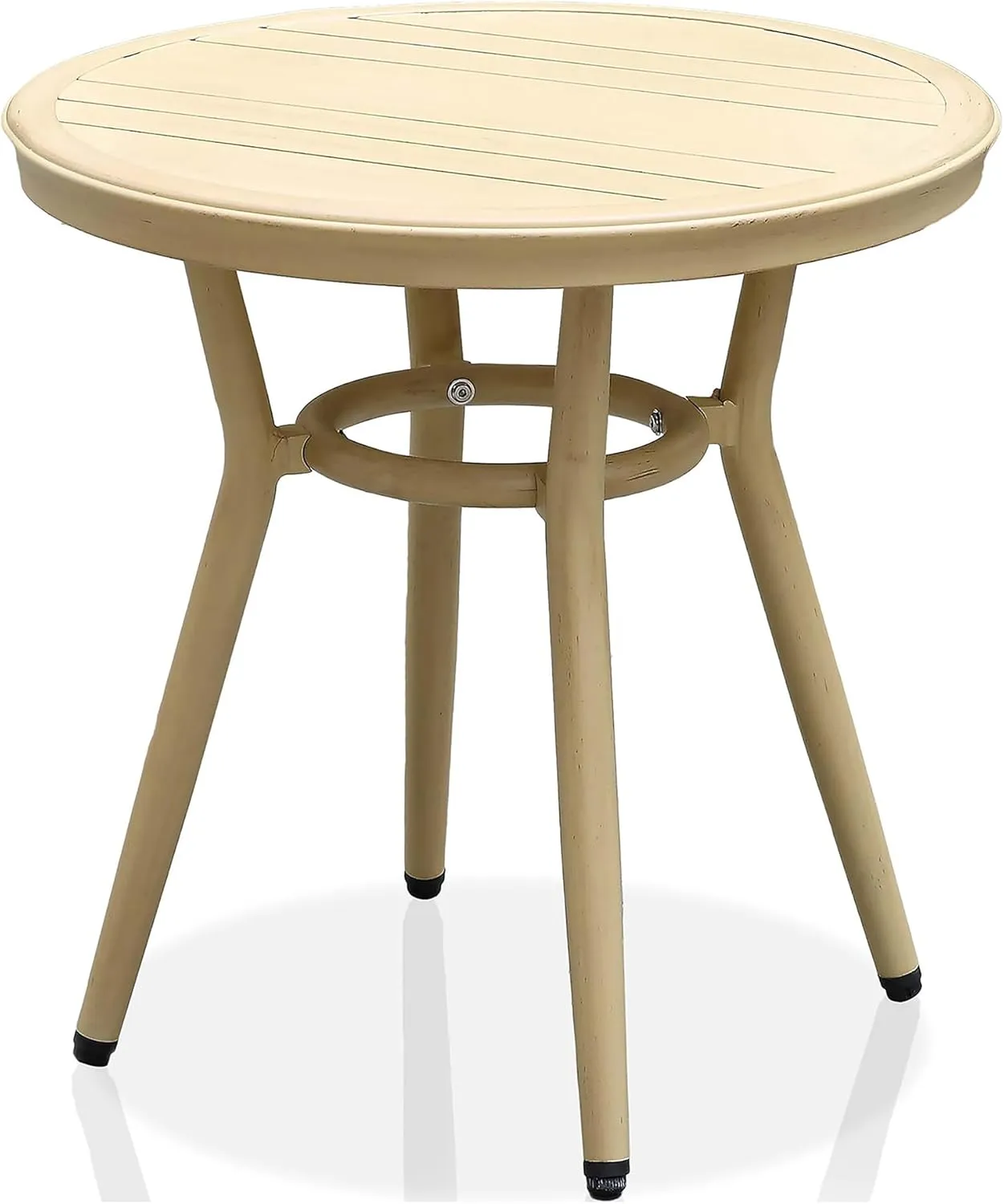 24/7 Shop at Home Cato Modern Aluminum 22 Round Side Table for Outdoor Kitchen, Garden, Yard, Poolside, Natural Brown