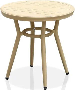 24/7 Shop at Home Cato Modern Aluminum 22 Round Side Table for Outdoor Kitchen, Garden, Yard, Poolside, Natural Brown