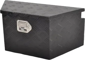 26 Inch Aluminum Utility Trailer Tongue Tool Box Wide Utility Trailer Tongue Tool Box RV Storage OrganizerTrailer Storage Tool Box With Lock & Keys Black,5 Bar Tread (26"X13.3"X12")