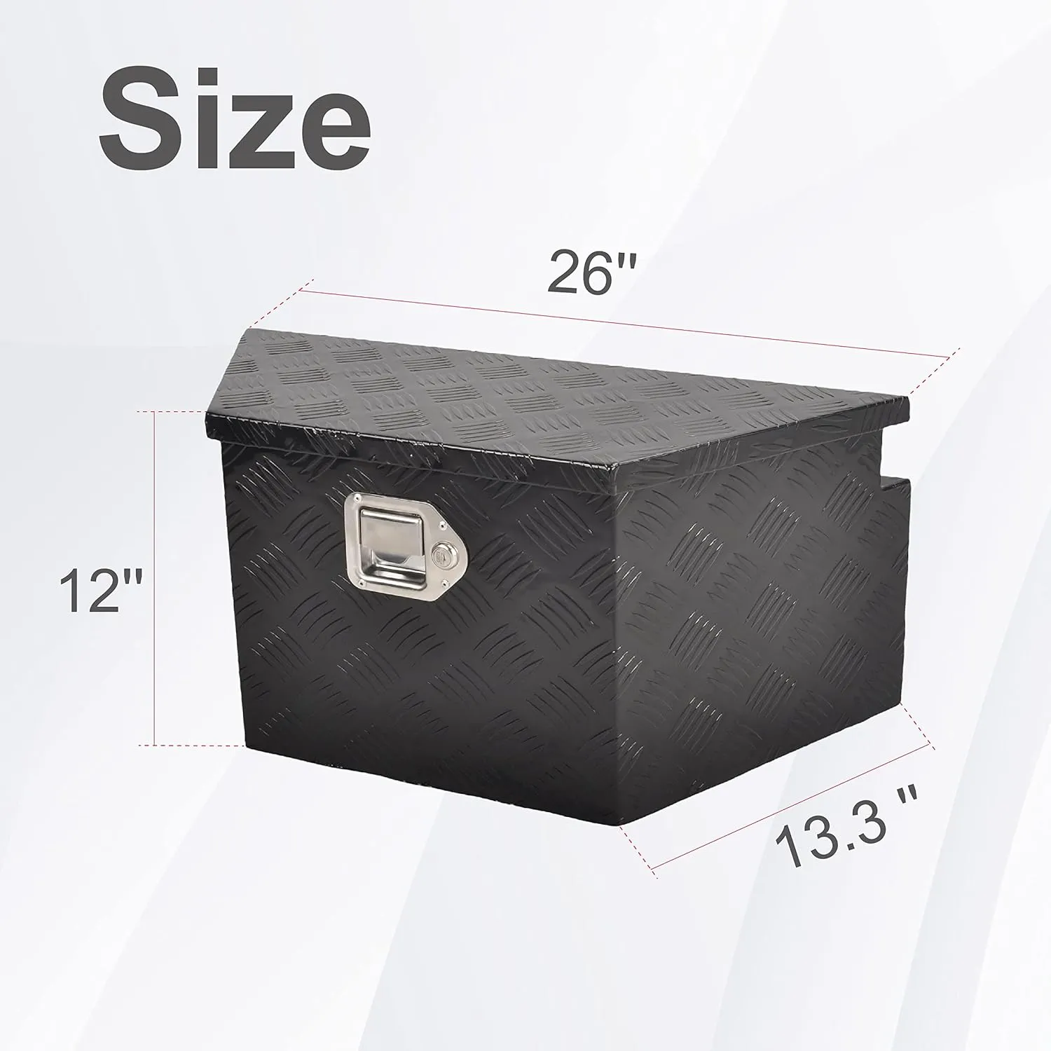26 Inch Aluminum Utility Trailer Tongue Tool Box Wide Utility Trailer Tongue Tool Box RV Storage OrganizerTrailer Storage Tool Box With Lock & Keys Black,5 Bar Tread (26"X13.3"X12")
